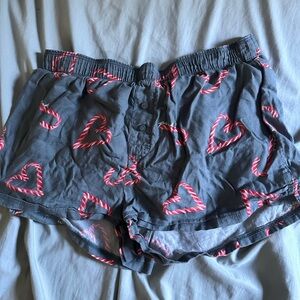 PINK Victoria's Secret Gray Shorts with Pink Heart Pattern